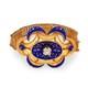 Victorian Old European Cut Diamond Blue Enamel 18k Yellow Gold Bracelet