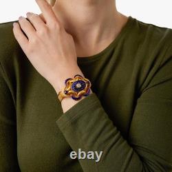 Victorian old European cut diamond blue enamel 18k yellow gold bracelet