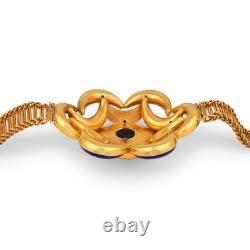Victorian old European cut diamond blue enamel 18k yellow gold bracelet