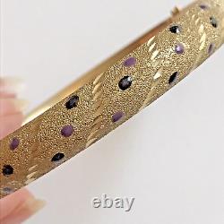 Vintage 10K Gold Bracelet With Sapphire Blue, Purple Enamel Details Antique