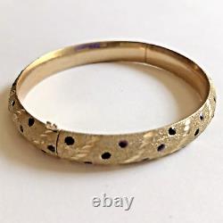 Vintage 10K Gold Bracelet With Sapphire Blue, Purple Enamel Details Antique