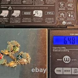 Vintage 14K Italy Enamel Ladybug Bracelet Burdick 585 Gold Rare 6.48g