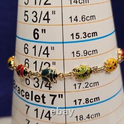 Vintage 14K Italy Enamel Ladybug Bracelet Burdick 585 Gold Rare 6.48g