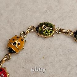 Vintage 14K Italy Enamel Ladybug Bracelet Burdick 585 Gold Rare 6.48g