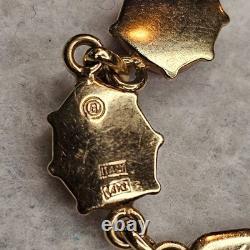 Vintage 14K Italy Enamel Ladybug Bracelet Burdick 585 Gold Rare 6.48g