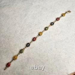 Vintage 14K Italy Enamel Ladybug Bracelet Burdick 585 Gold Rare 6.48g