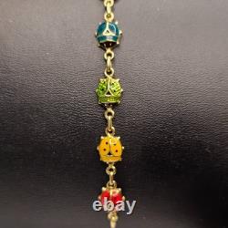 Vintage 14K Italy Enamel Ladybug Bracelet Burdick 585 Gold Rare 6.48g