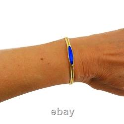 Vintage 18k Gold Blue Enamel Bangle Bracelet