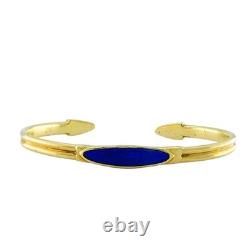 Vintage 18k Gold Blue Enamel Bangle Bracelet