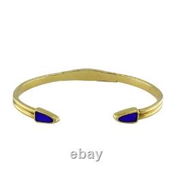 Vintage 18k Gold Blue Enamel Bangle Bracelet