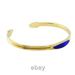 Vintage 18k Gold Blue Enamel Bangle Bracelet