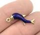 Vintage 18k Yellow Gold Blue Enamel Fish Bracelet Charm 2.2 Grams