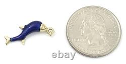 Vintage 18k Yellow Gold Blue Enamel Fish Bracelet Charm 2.2 Grams