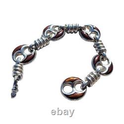 Vintage 1960's GUCCI Mariner Rope Link Enamel Bracelet 82g. 925 Italy 6.5 CLEAN