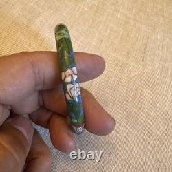 Vintage 1970's Chinese Blue Floral Cloisonne Bangle 8 Inner Circumference