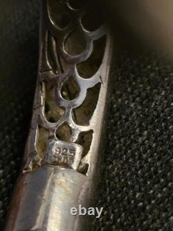 Vintage 1970's Sterling Silver Double Ram's Head Bangle Blue Enamel & Filigree