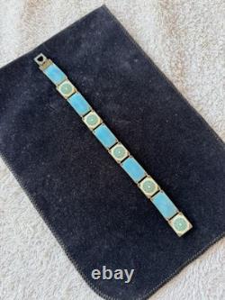 Vintage 50s David Andersen Norway Sterling Silver 925 Enamel Floral Bracelet