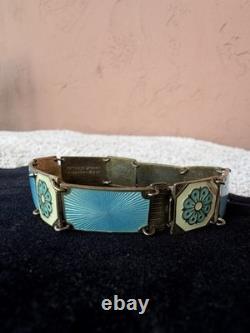 Vintage 50s David Andersen Norway Sterling Silver 925 Enamel Floral Bracelet