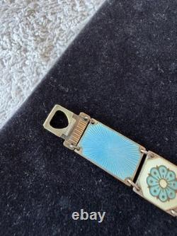 Vintage 50s David Andersen Norway Sterling Silver 925 Enamel Floral Bracelet