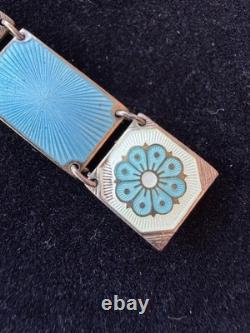 Vintage 50s David Andersen Norway Sterling Silver 925 Enamel Floral Bracelet