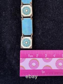 Vintage 50s David Andersen Norway Sterling Silver 925 Enamel Floral Bracelet