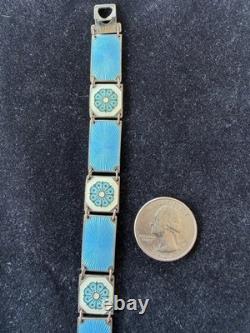 Vintage 50s David Andersen Norway Sterling Silver 925 Enamel Floral Bracelet