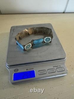 Vintage 50s David Andersen Norway Sterling Silver 925 Enamel Floral Bracelet
