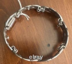 Vintage 925 Sterling Silver Margot de Taxco Blue/Black Enamel Leaf Bracelet 5524
