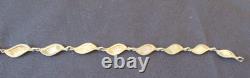 Vintage Aksel Holmsen Bracelet 925 Sterling Guilloche Norse Blue Enamel Leaf