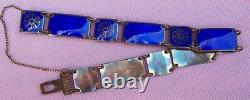 Vintage Art Deco 925S STERLING Silver Cobalt Blue Enamel DAVID ANDERSEN Bracelet