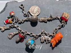 Vintage Austrian 900 Silver Glücksbringer 1939 Lucky Charm Bracelet Coral Pig 7