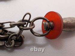 Vintage Austrian 900 Silver Glücksbringer 1939 Lucky Charm Bracelet Coral Pig 7