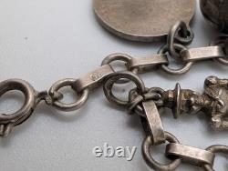 Vintage Austrian 900 Silver Glücksbringer 1939 Lucky Charm Bracelet Coral Pig 7