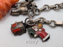 Vintage Austrian 900 Silver Glücksbringer 1939 Lucky Charm Bracelet Coral Pig 7