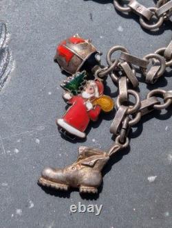 Vintage Austrian 900 Silver Glücksbringer 1939 Lucky Charm Bracelet Coral Pig 7