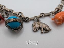 Vintage Austrian 900 Silver Glücksbringer 1939 Lucky Charm Bracelet Coral Pig 7