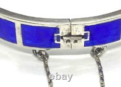 Vintage BS Sterling Silver Blue Enamel Bangle Bracelet 7.1/8 20.77g