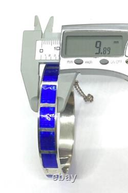 Vintage BS Sterling Silver Blue Enamel Bangle Bracelet 7.1/8 20.77g