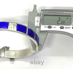Vintage BS Sterling Silver Blue Enamel Bangle Bracelet 7.1/8 20.77g
