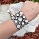 Vintage Beautiful Rare Find Bracelet Dogs Lowers Pink Blue Crystal Dogs Enamel R