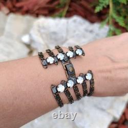 Vintage Beautiful Rare find Bracelet Dogs Lowers pink blue crystal dogs enamel r
