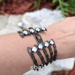 Vintage Beautiful Rare find Bracelet Dogs Lowers pink blue crystal dogs enamel r