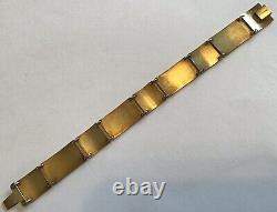 Vintage Blue And White Guilloche Sterling Silver Panel Bracelet