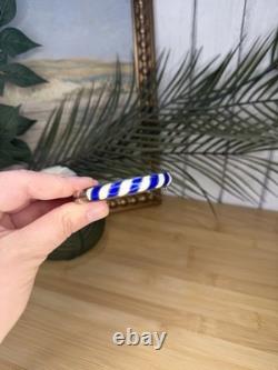 Vintage Blue And White Sterling Silver And Enamel Hinged Bangle Bracelet