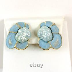 Vintage Blue Baroque Pearl Enamel Gold Tone Necklace Bracelet & Clip Earring Set