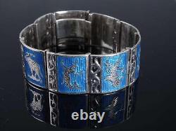 Vintage Blue Enamel Siam Sterling Bracelet