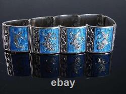 Vintage Blue Enamel Siam Sterling Bracelet