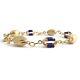 Vintage Blue Enamel Unoaerre Bead Chain Link Bracelet 18k Yellow Gold, 15.3 Gram