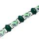 Vintage Blue Green Enamel Domed Glass Stone Silver Tone Bracelet 7 Inch