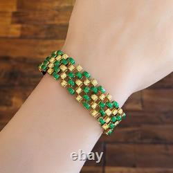 Vintage Blue Green Enamel Link Reversible Bracelet in 18k Yellow Gold HM2722BE